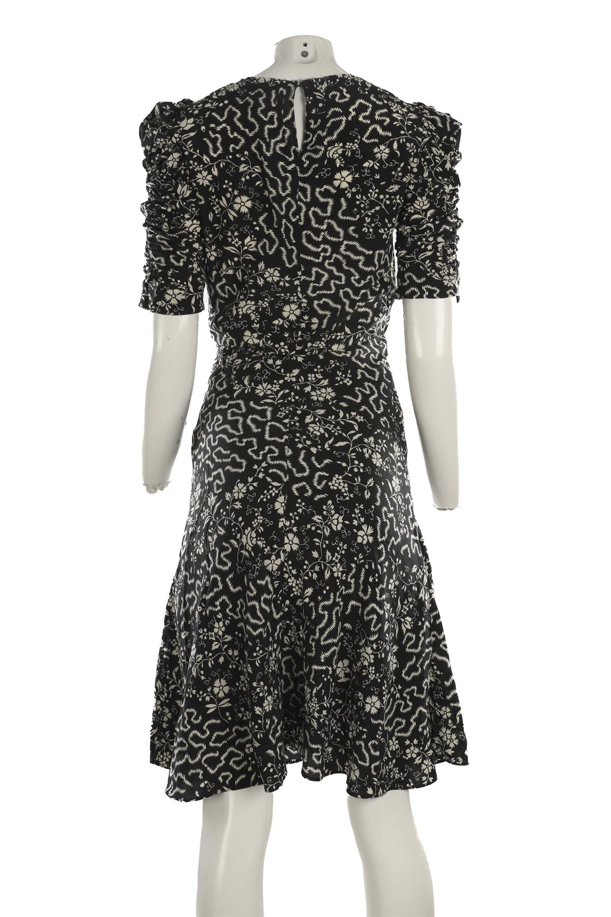 ISABEL MARANT BLACK SILK MIDI DRESS FR 36 UK 8