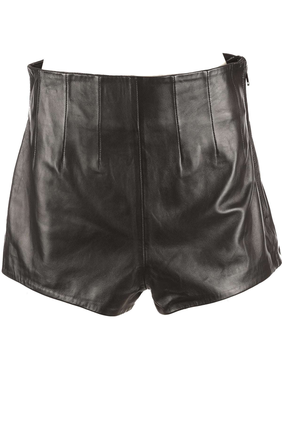 RETROFETE BLACK LEATHER SHORTS SMALL