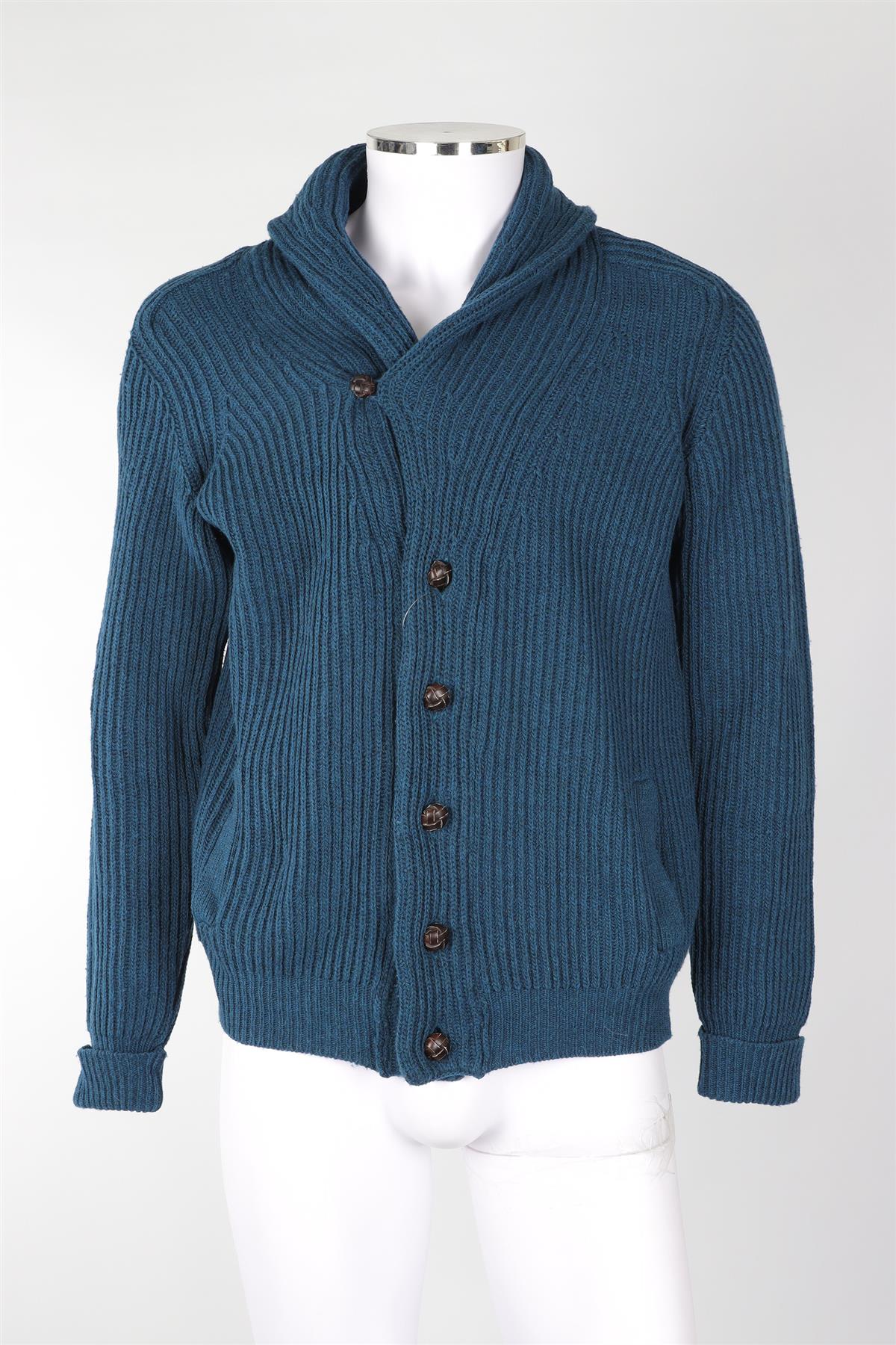 GOLDEN GOOSE DELUXE BRAND MEN'S BLUE WOOL CARDIGAN LARGE