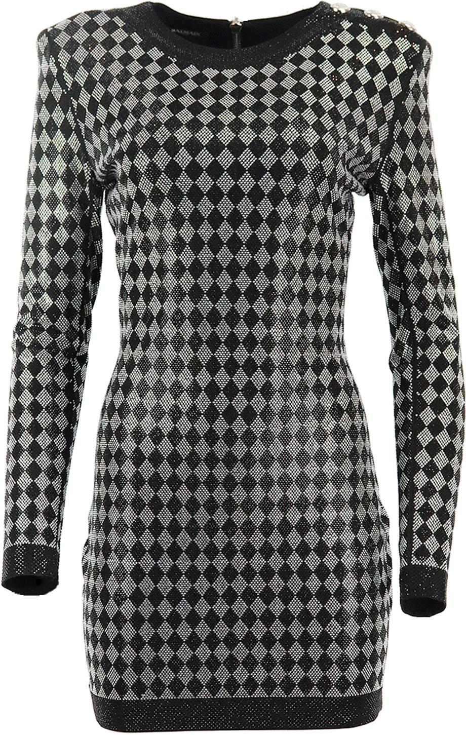 BALMAIN EMBELLISHED STRETCH JERSEY MINI DRESS FR 42 UK 14