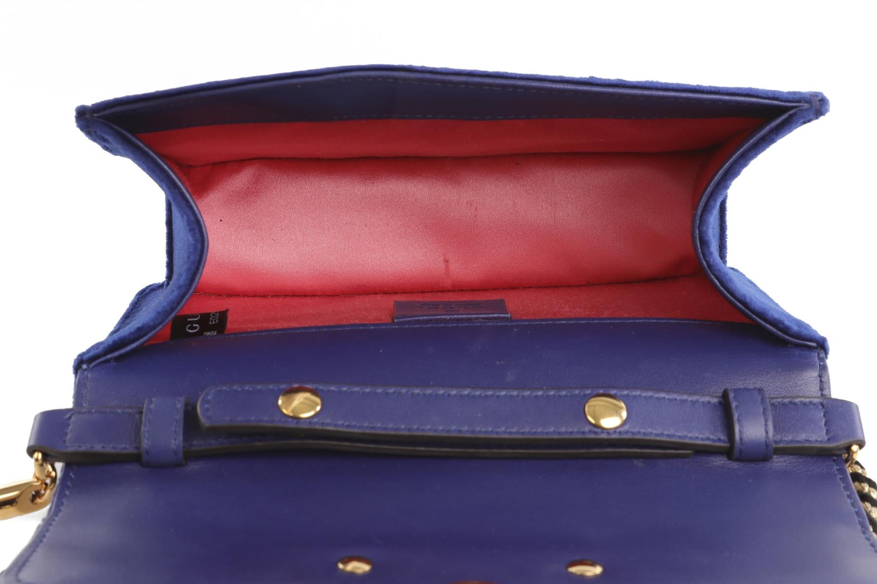 GUCCI BLUE BROADWAY SMALL VELVET SHOULDER BAG