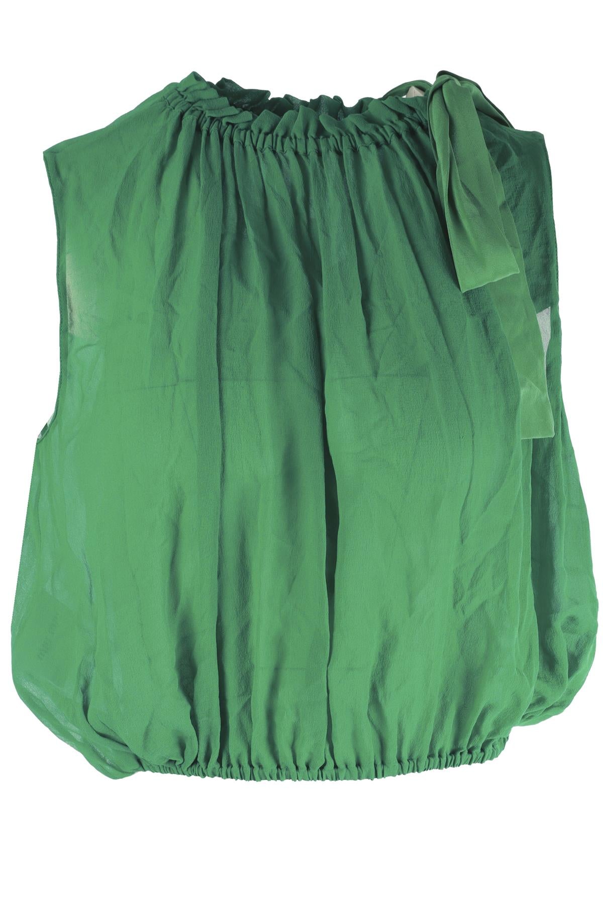 MIU MIU GREEN SILK TOP IT 40 UK 8