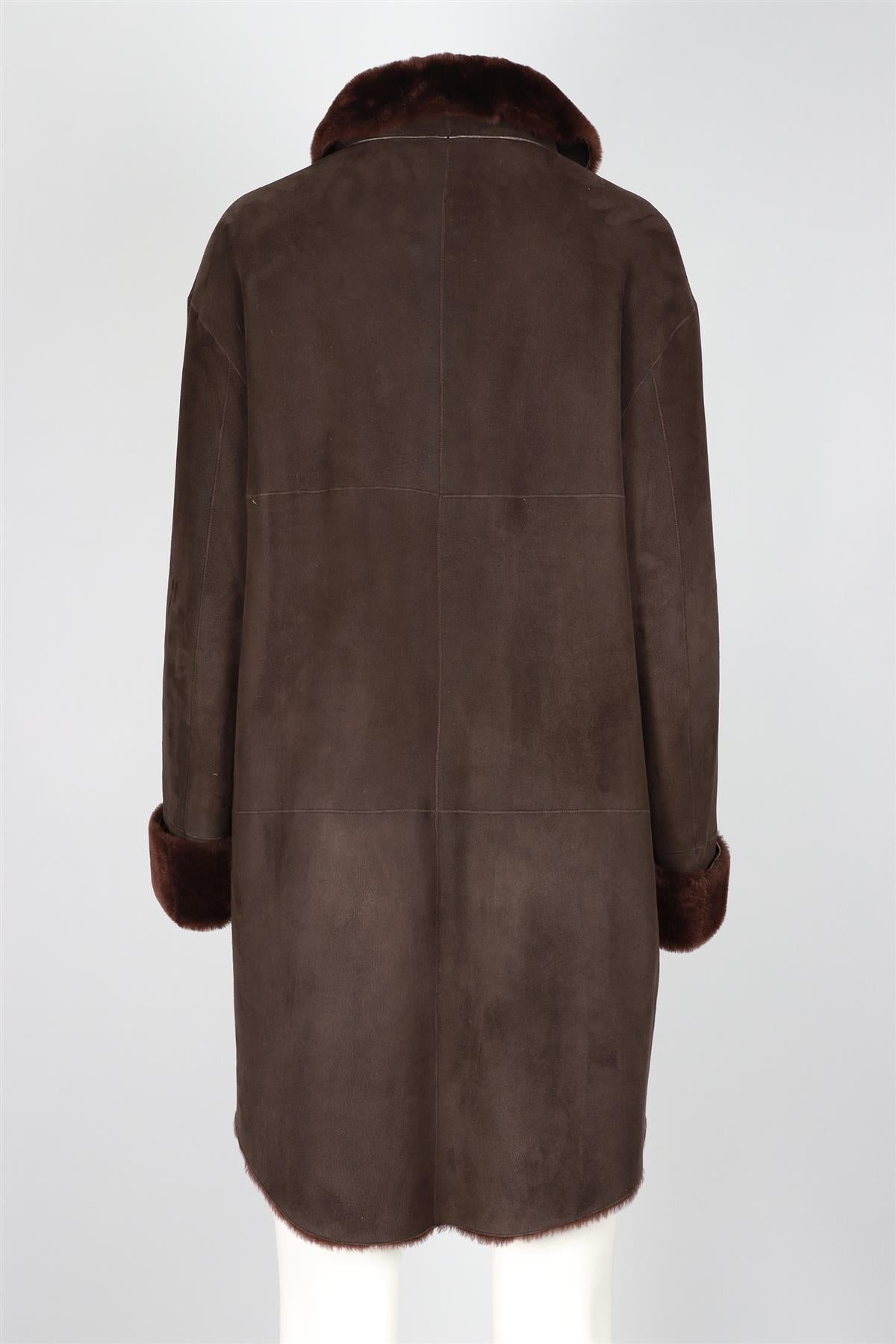 AKRIS BROWN SHEARLING AND SUEDE COAT FR 44 UK 16