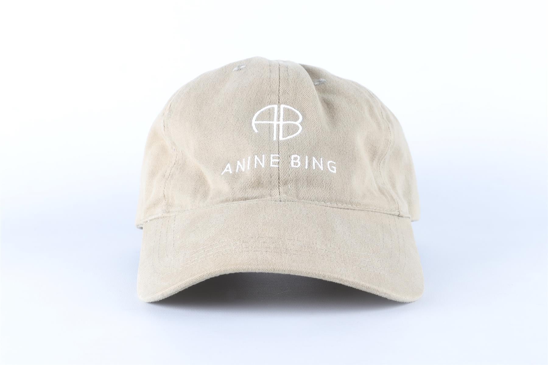 ANINE BING KHAKI COTTON BASEBALL CAP ONE SIZE