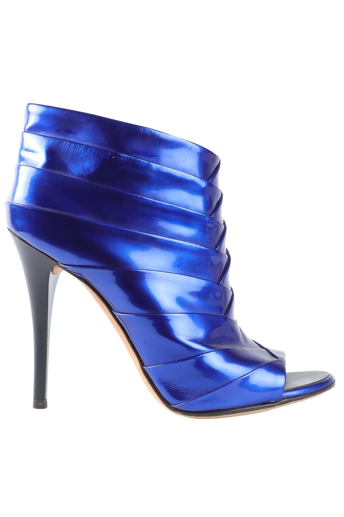 GIUSEPPE ZANOTTI BLUE LEATHER ANKLE BOOTS EU 38.5 UK 5.5 US 8.5