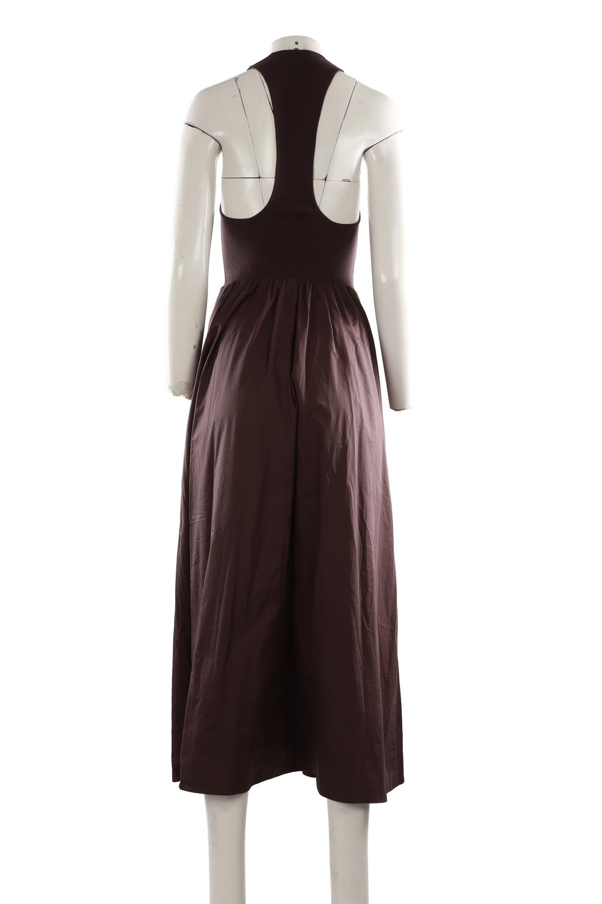 BROWN COTTON MAXI DRESS