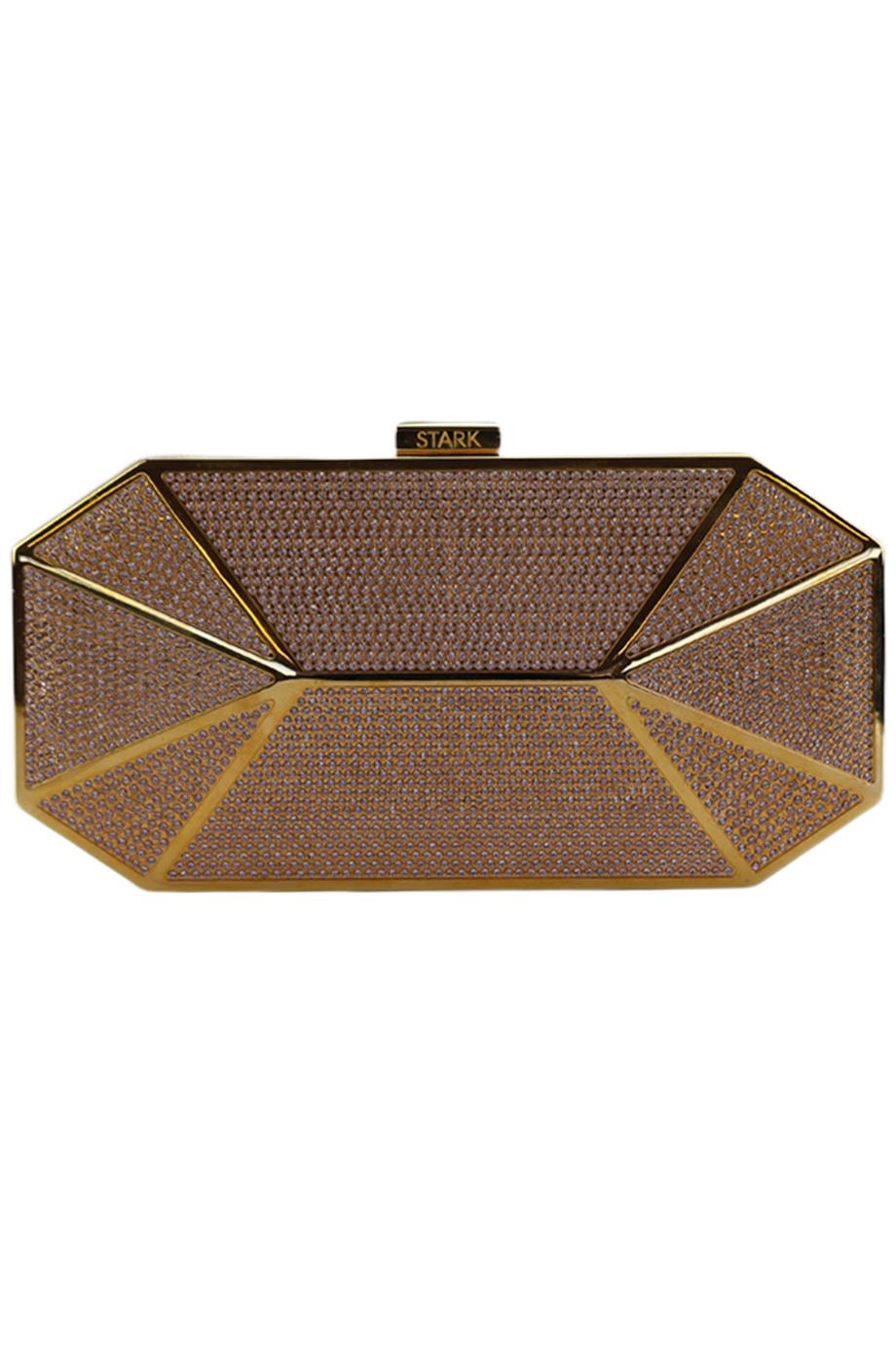 STARK CRYSTAL EMBELLISHED GOLD TONE CLUTCH