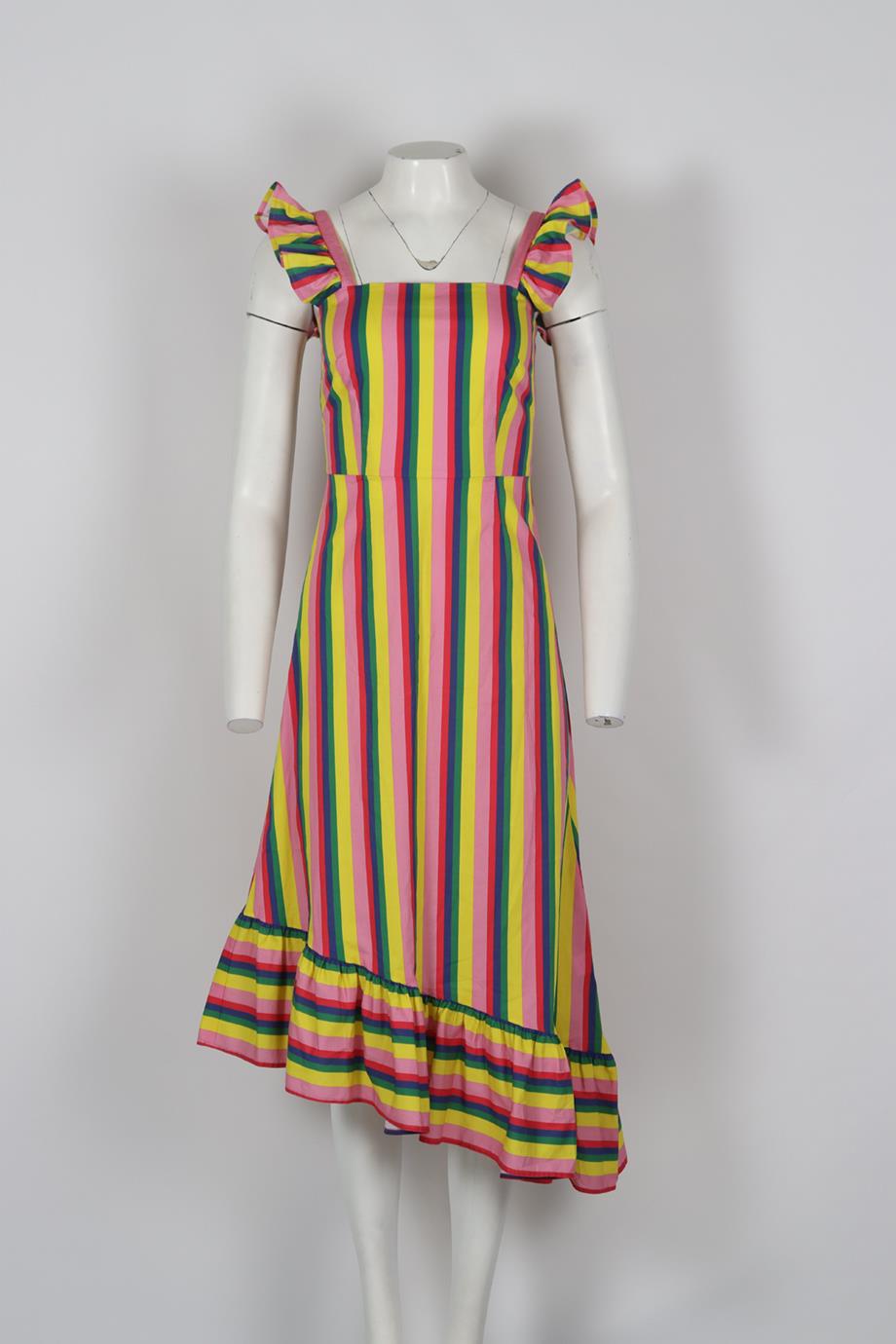 STAUD STRIPED COTTON MIDI DRESS US 2 UK 6