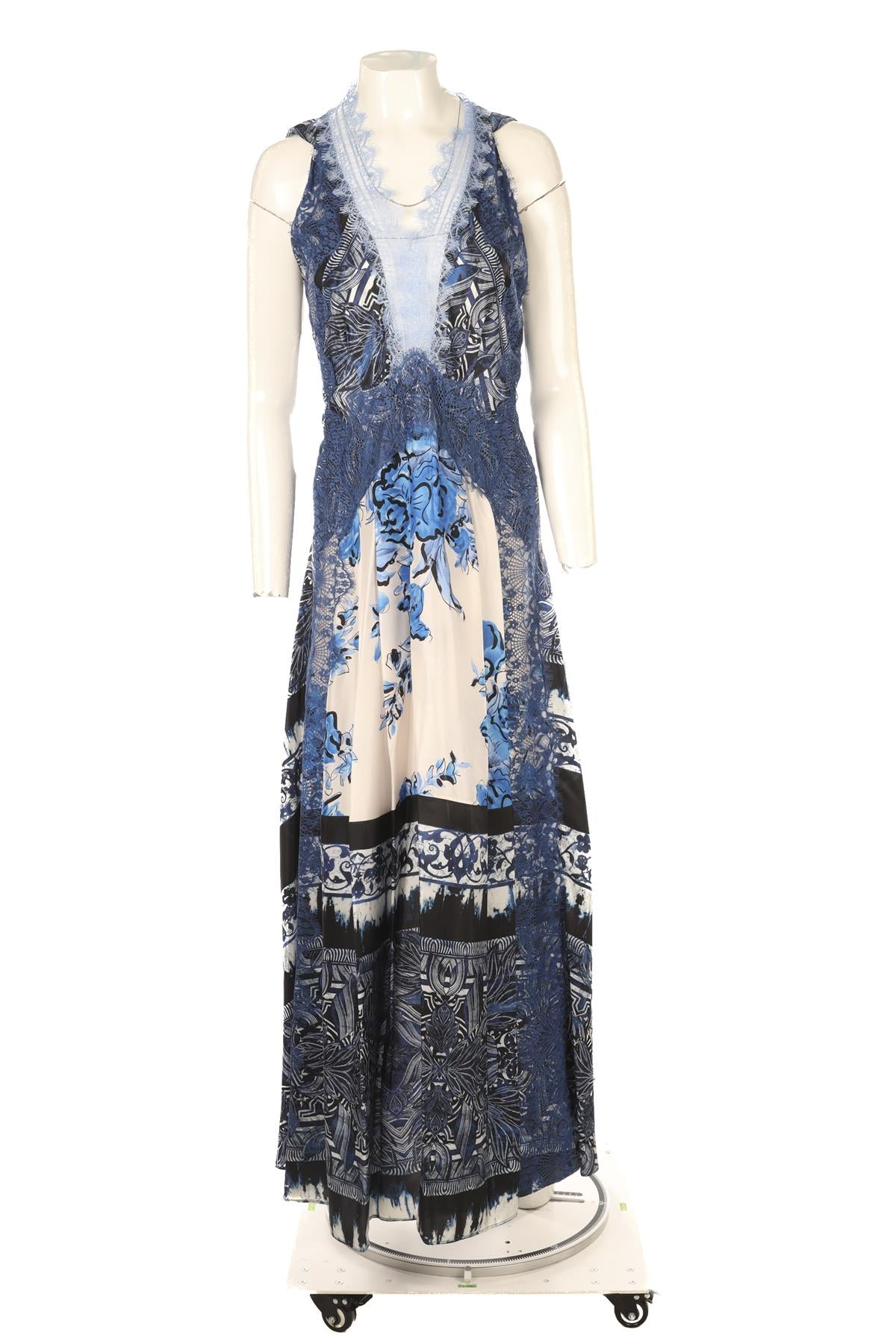 ALBERTA FERRETTI BLUE SILK MAXI DRESS UK 10
