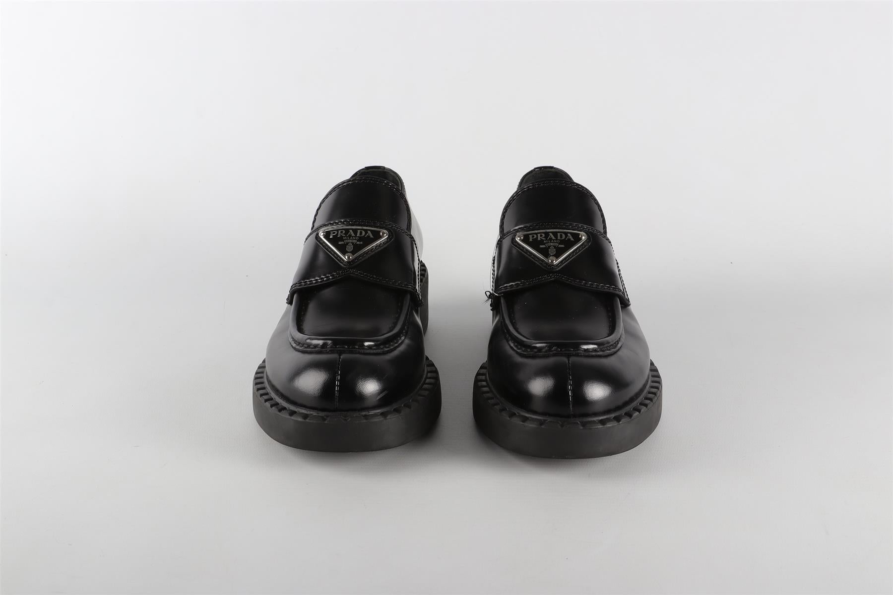 PRADA BLACK LEATHER LOAFERS EU 35