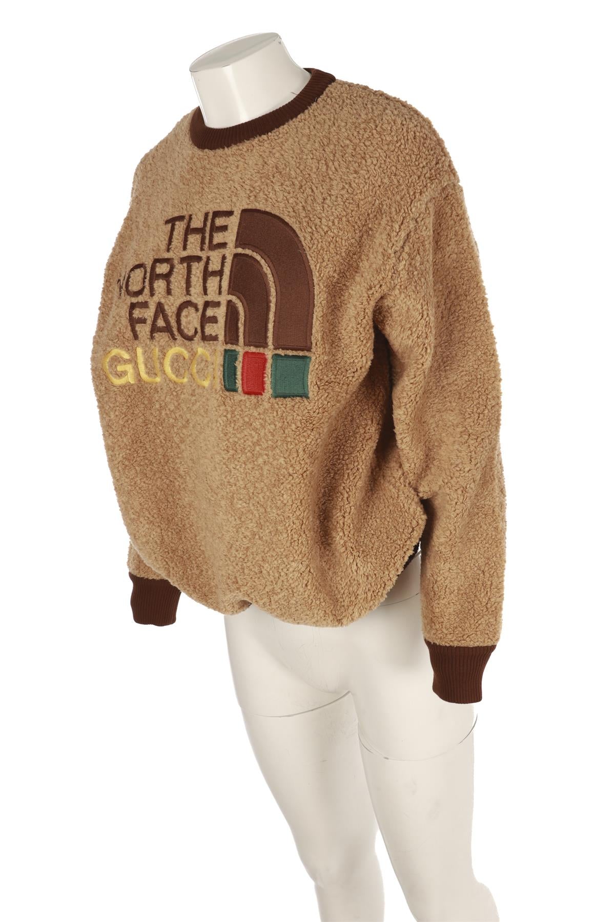 GUCCI + THE NORTH FACE BROWN FLEECE SWEATSHIRT XSMALL
