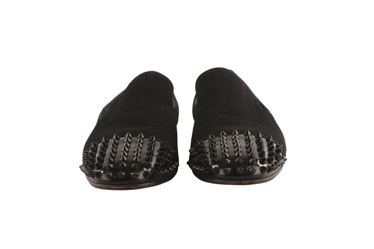 CHRISTIAN LOUBOUTIN BLACK MEN'S FABRIC LOAFERS EU 43.5 UK 9.5 US 10.5