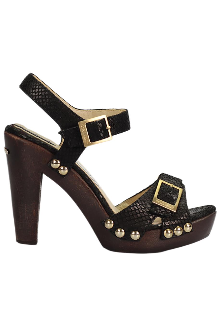 JIMMY CHOO SNAKE EFFECT LEATHER SANDALS EU 37 UK 4 US 7