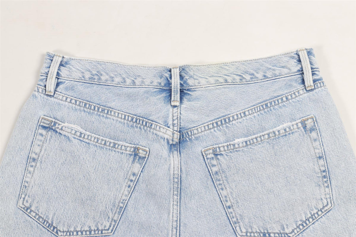 FRAME BLUE HIGH RISE DENIM SHORTS W27 UK 8-10