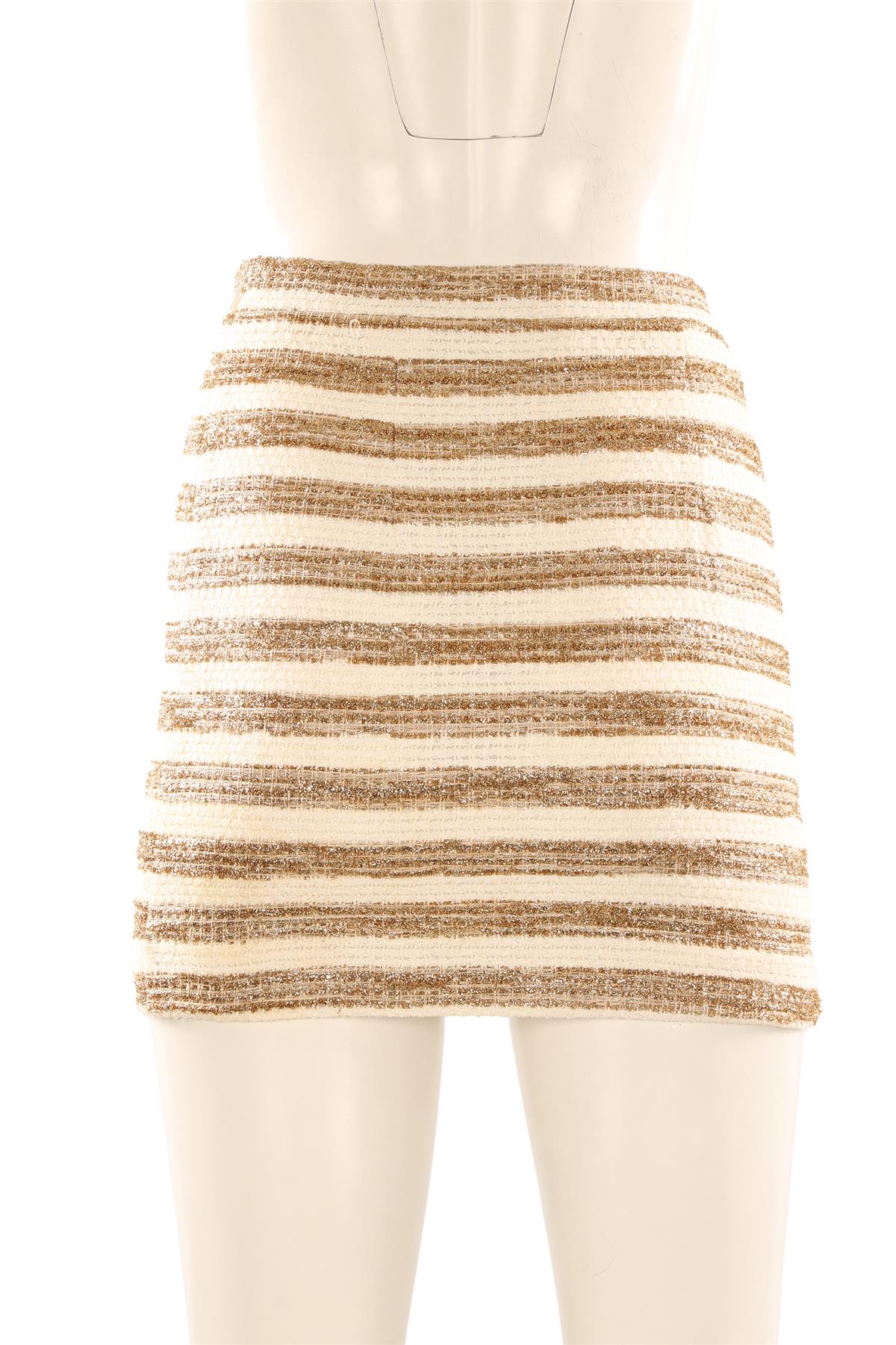 ALESSANDRA RICH GOLD COTTON MINI SKIRT IT 38 UK 6