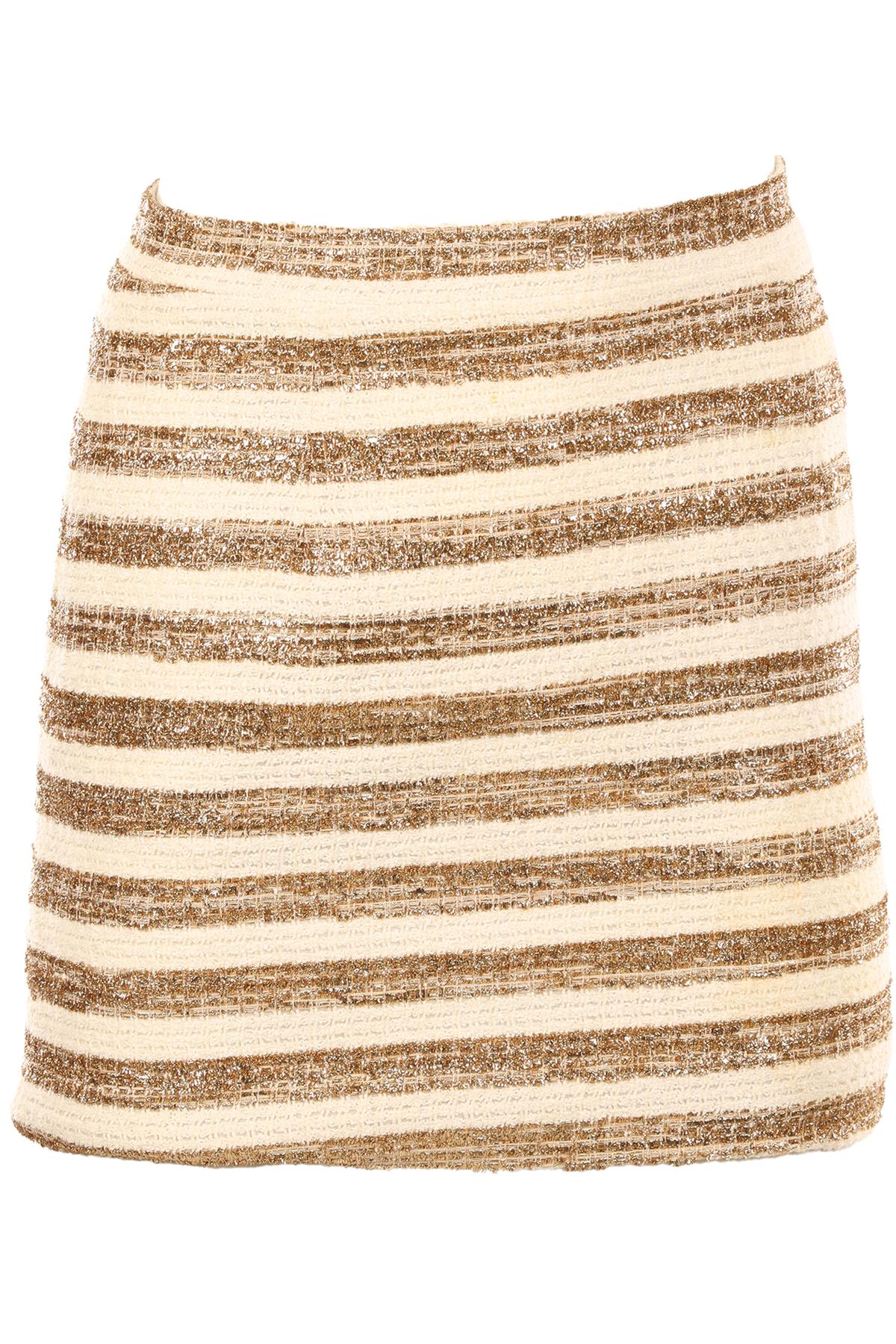 ALESSANDRA RICH GOLD COTTON MINI SKIRT IT 38 UK 6