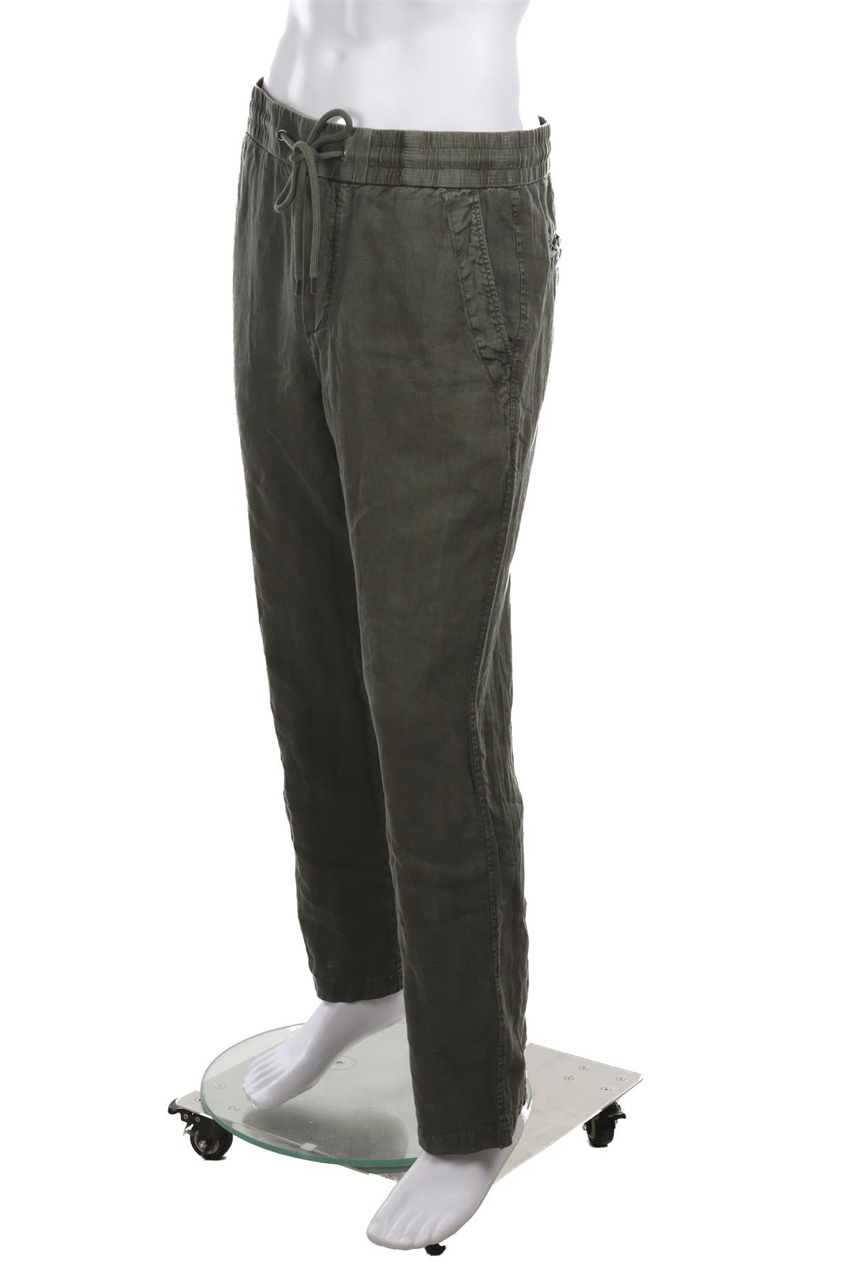 JAMES PERSE GREEN MENS LINEN STRAIGHT LEG PANTS SMALL