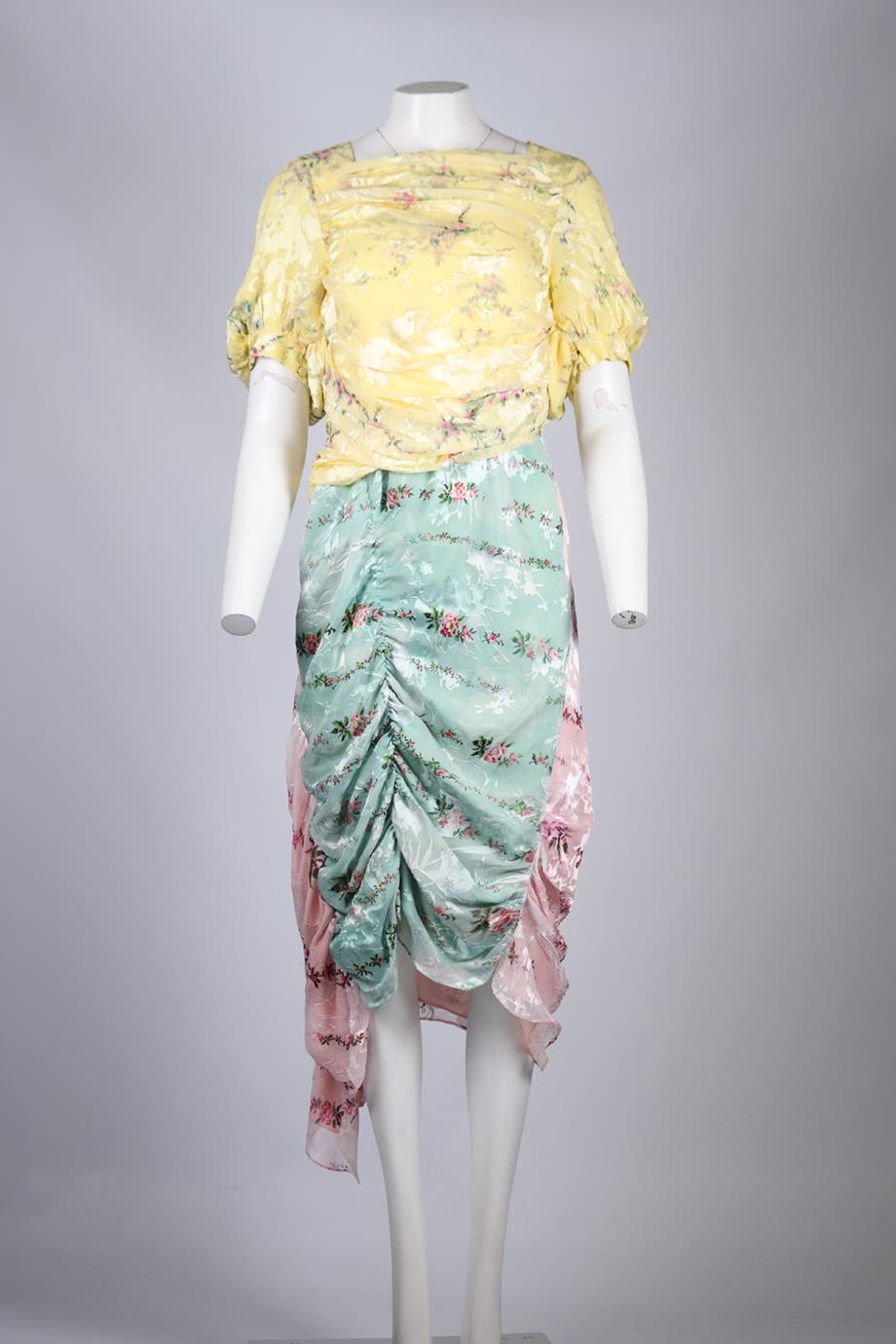 PREEN BY THORNTON BREGAZZI FLORAL PRINT SILK MIDI DRESS UK 10