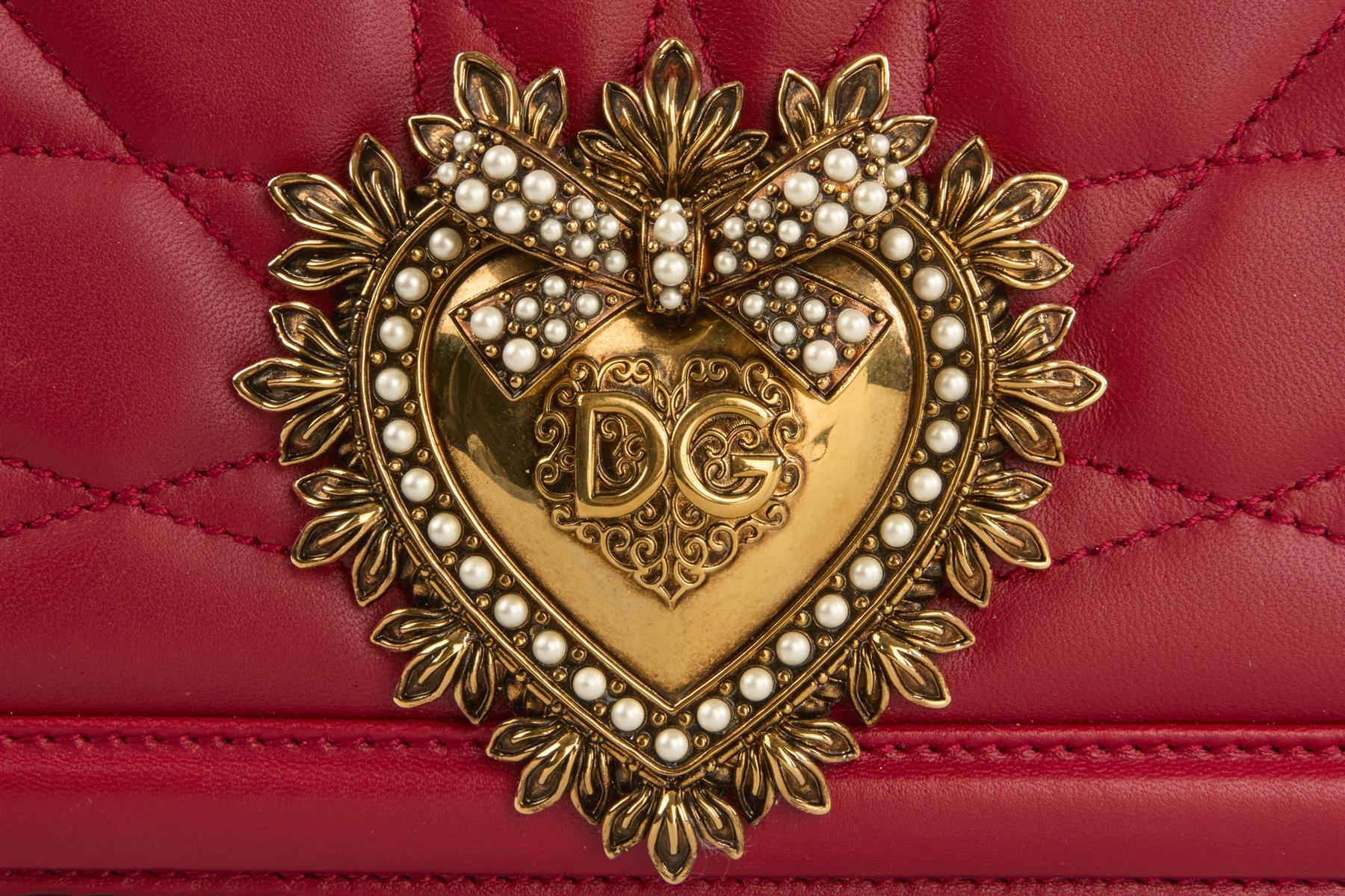 DOLCE & GABBANA RED DEVOTION LARGE LEATHER SHOULDER BAG