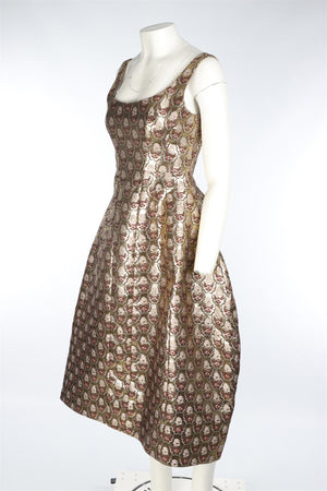 SIMONE ROCHA GOLD SILK MAXI DRESS UK 4