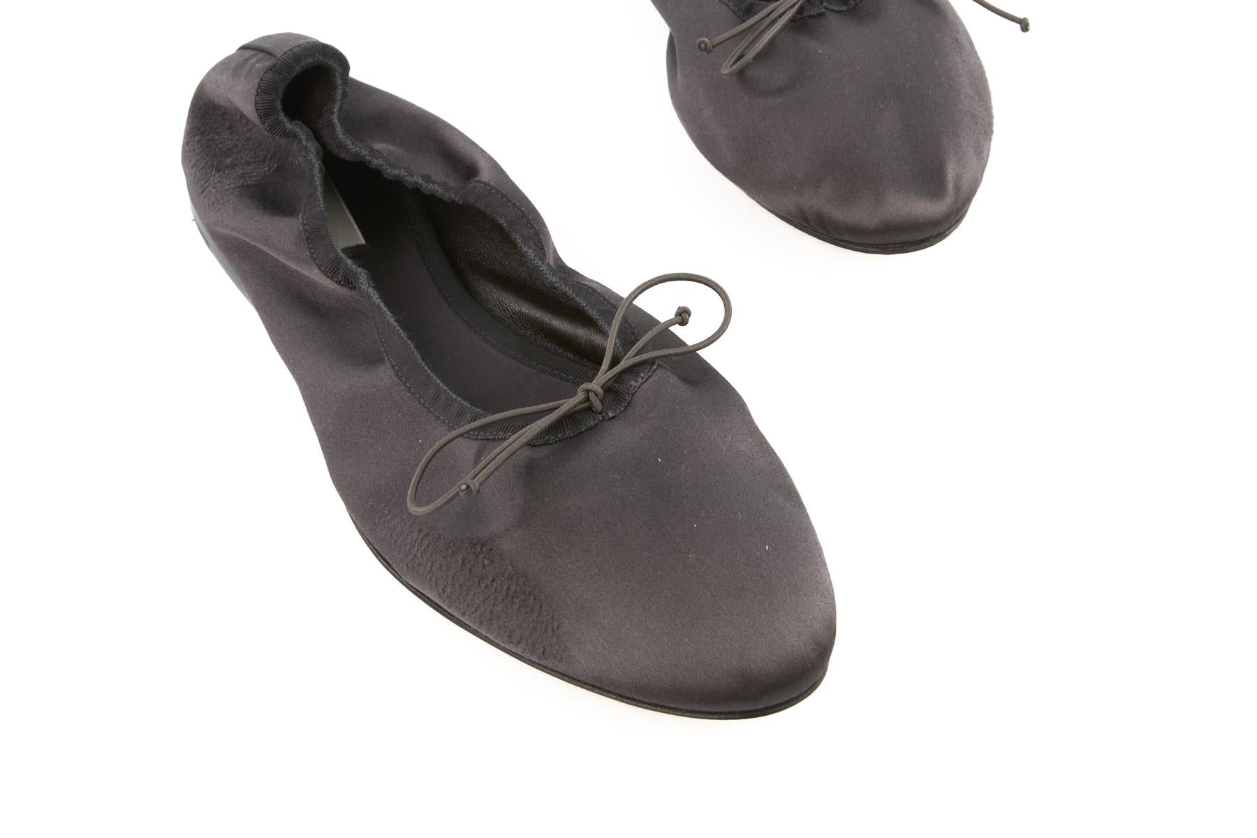 THE ROW BLACK AWAR SATIN BALLET FLATS EU 38 UK 5 US 8