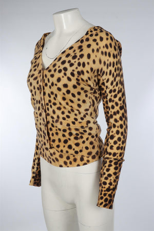 DOLCE & GABBANA BROWN JACQUARD WOOL TOP IT 38 UK 6