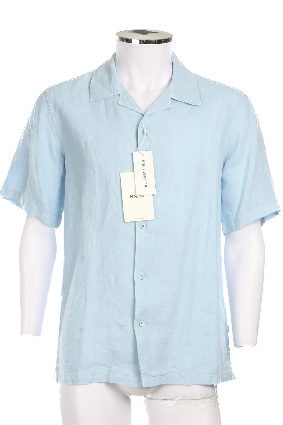 NO NATIONALITY BLUE MENS LINEN SHIRT SMALL