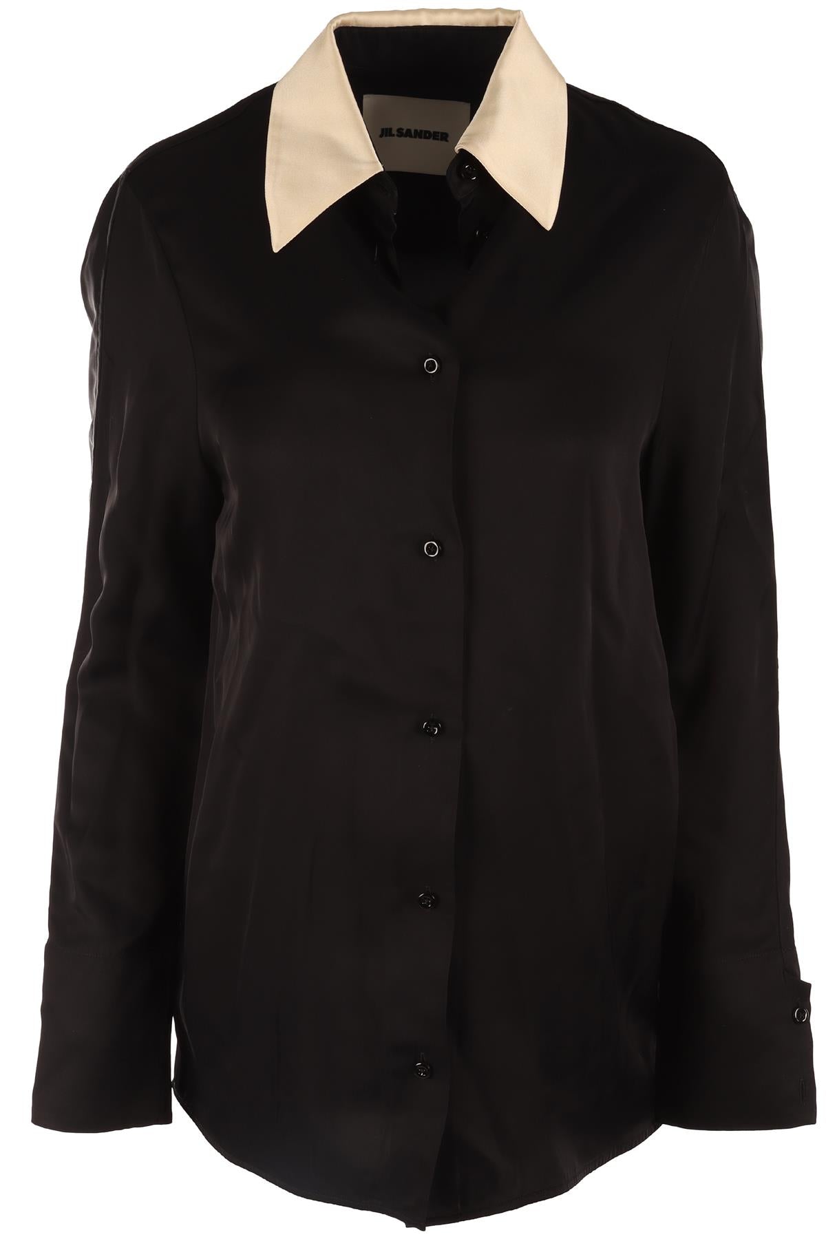 JIL SANDER BLACK SATIN SHIRT FR 32 UK 4