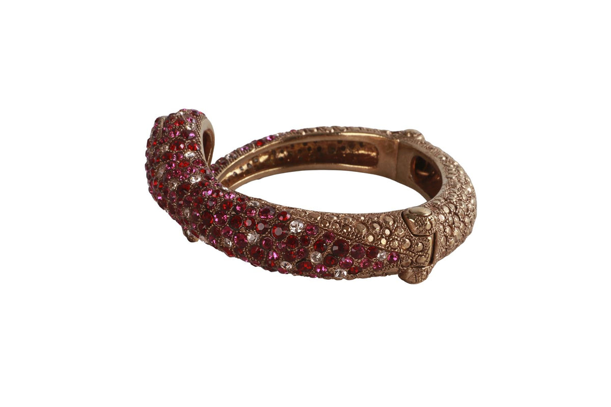 ROBERTO CAVALLI PINK CRYSTAL AND GOLD TONE BRACELET