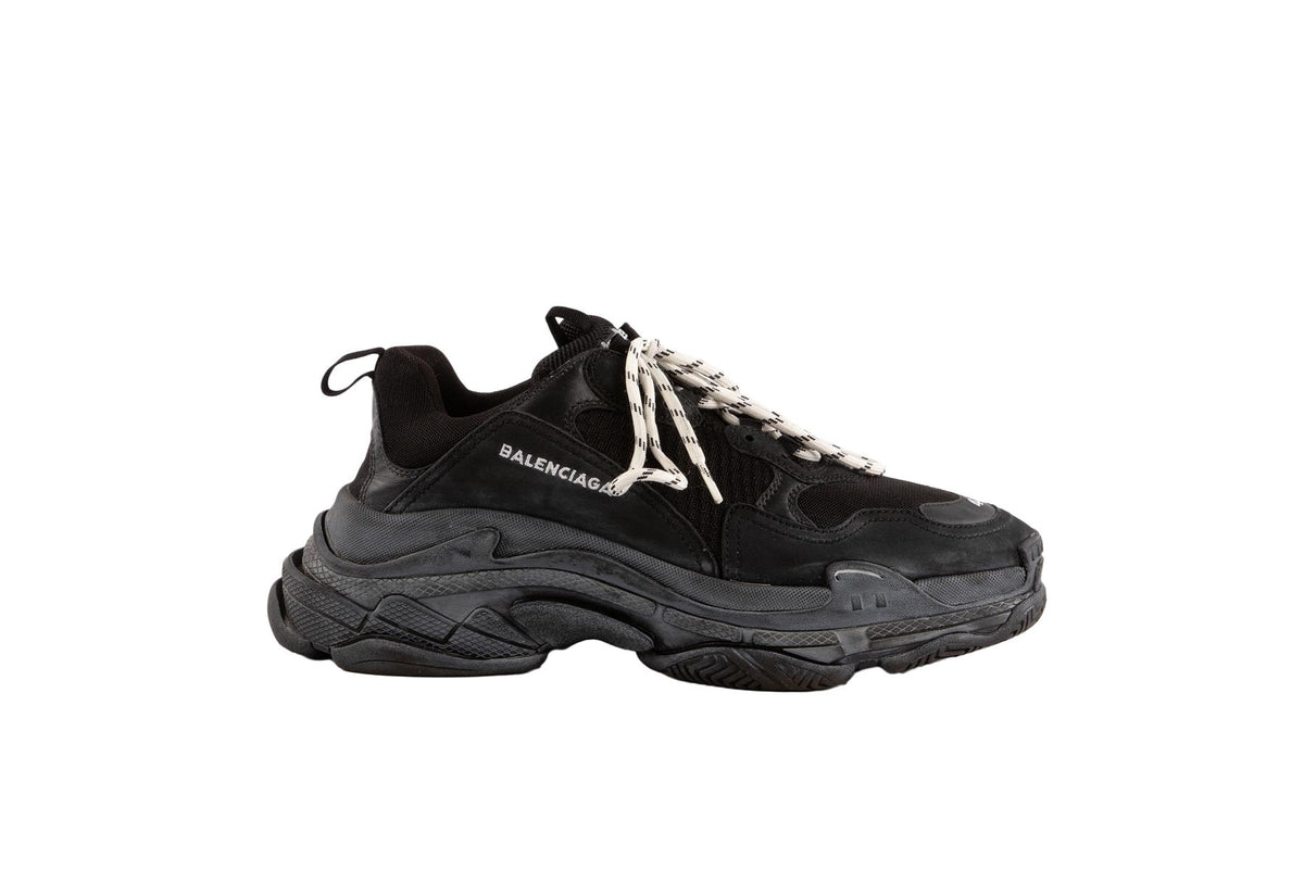 BALENCIAGA BLACK MEN'S TRIPLE S MESH SNEAKERS EU 44