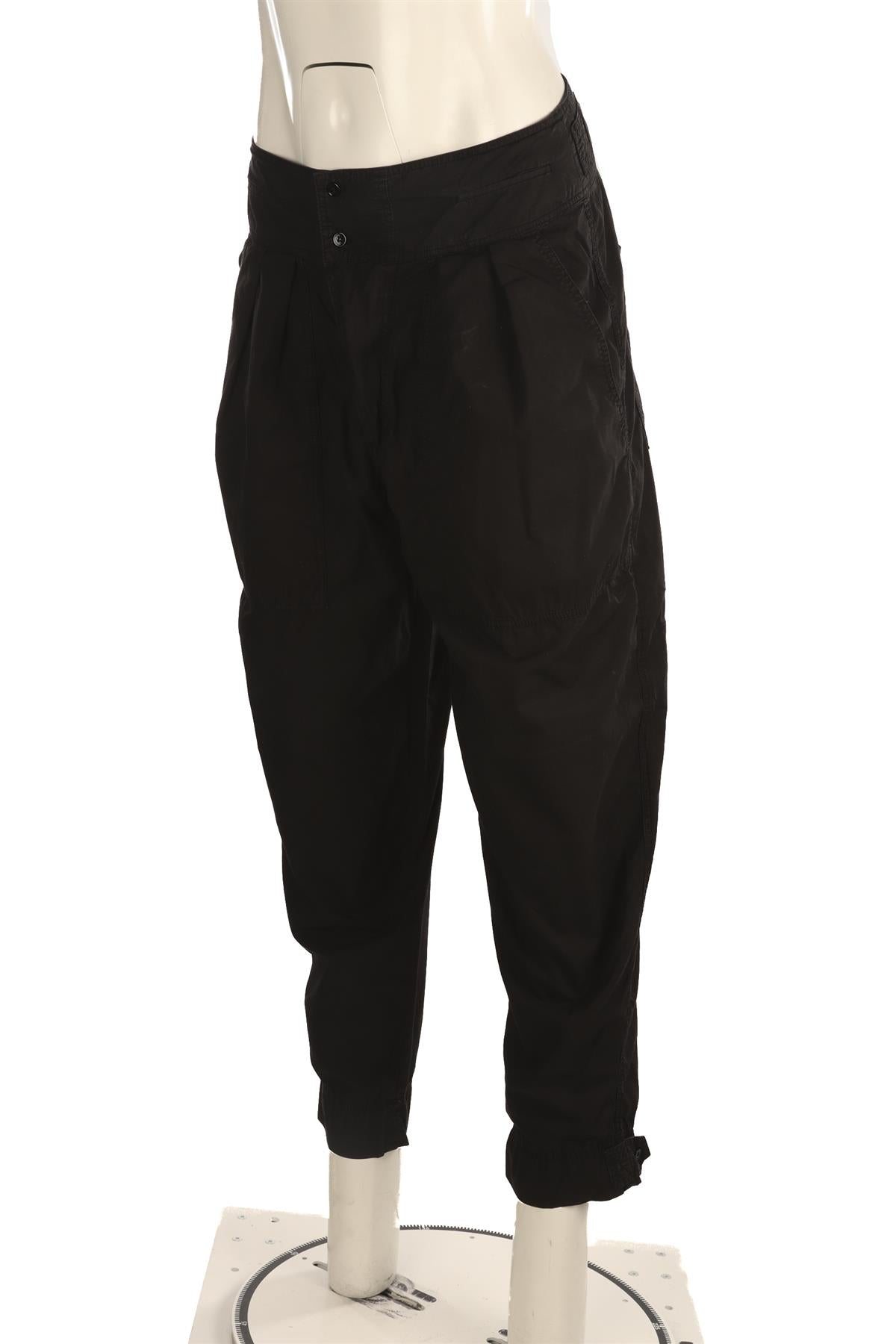 ISABEL MARANT ÉTOILE BLACK COTTON TAPERED PANTS FR 42 UK 14