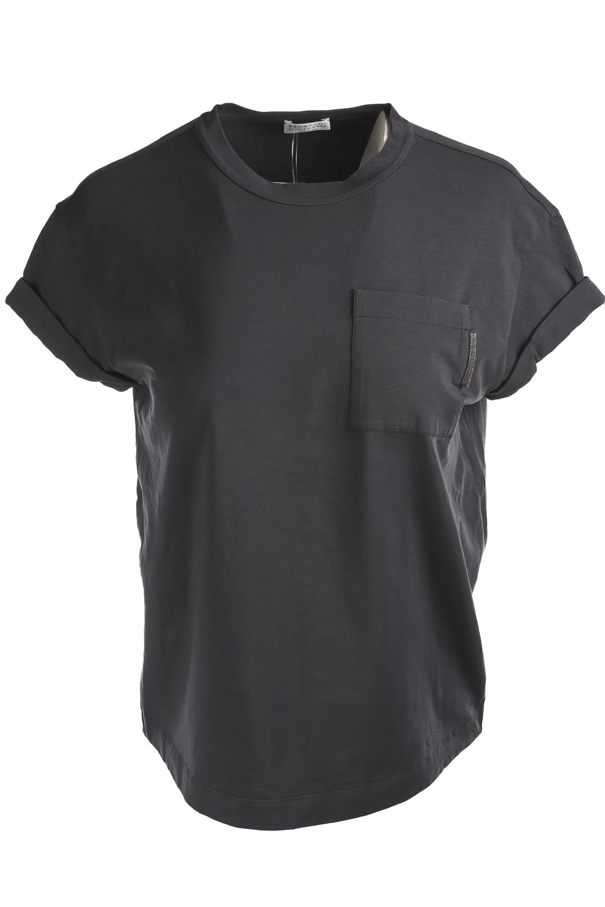 BRUNELLO CUCINELLI GREY COTTON T-SHIRT SMALL