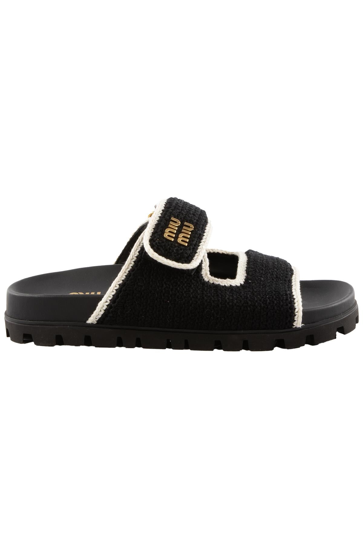 MIU MIU BLACK CROCHET SLIDES EU 38 UK 5