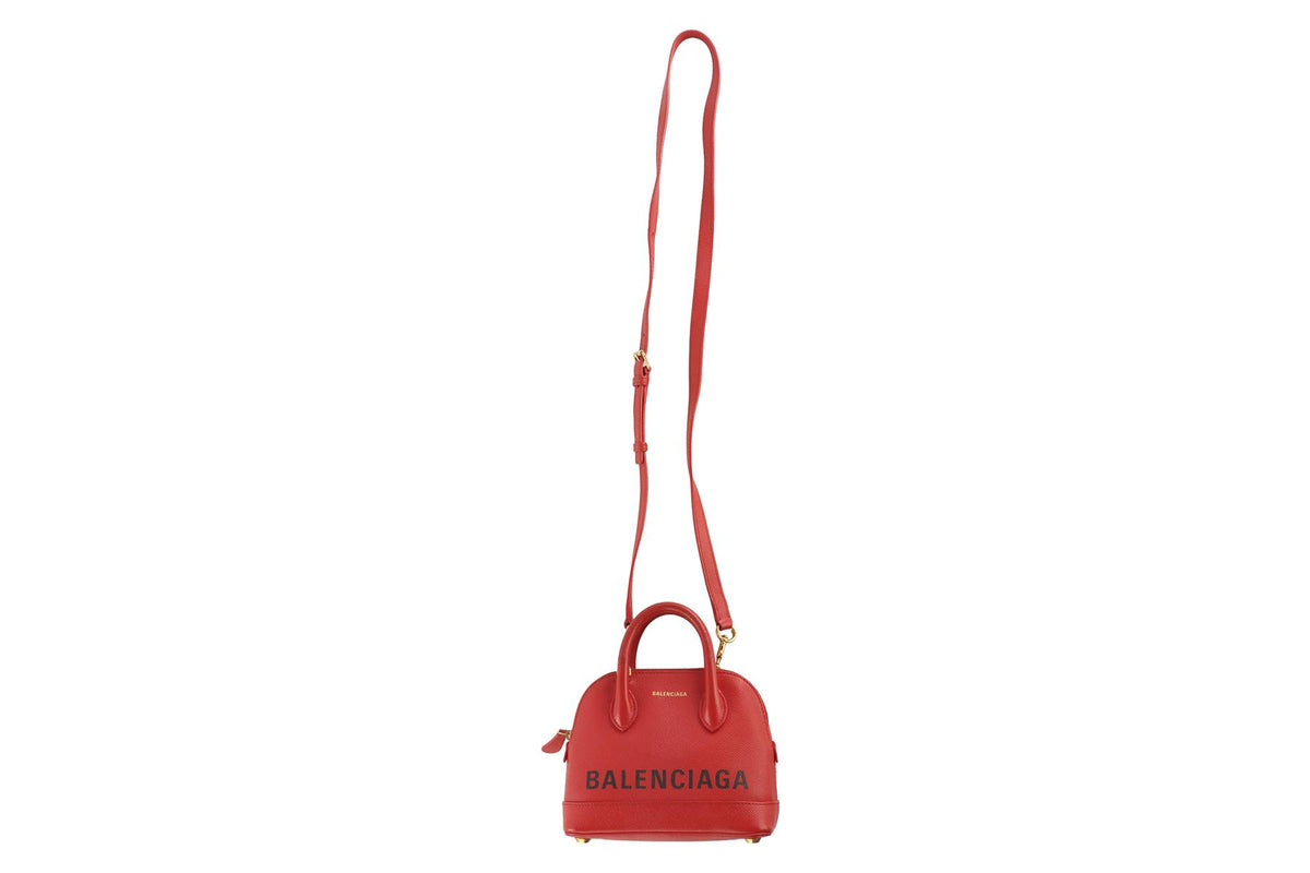 BALENCIAGA RED VILLE XXS LEATHER SHOULDER BAG