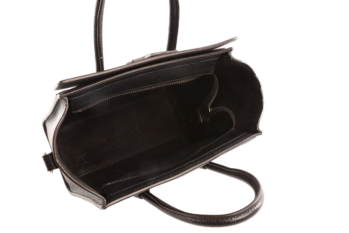 CELINE BLACK LUGGAGE NANO LEATHER TOTE BAG