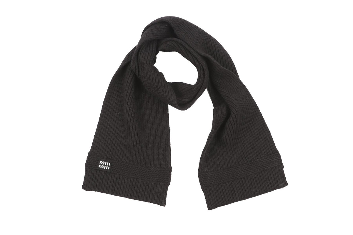 MIU MIU BLACK WOOL SCARF