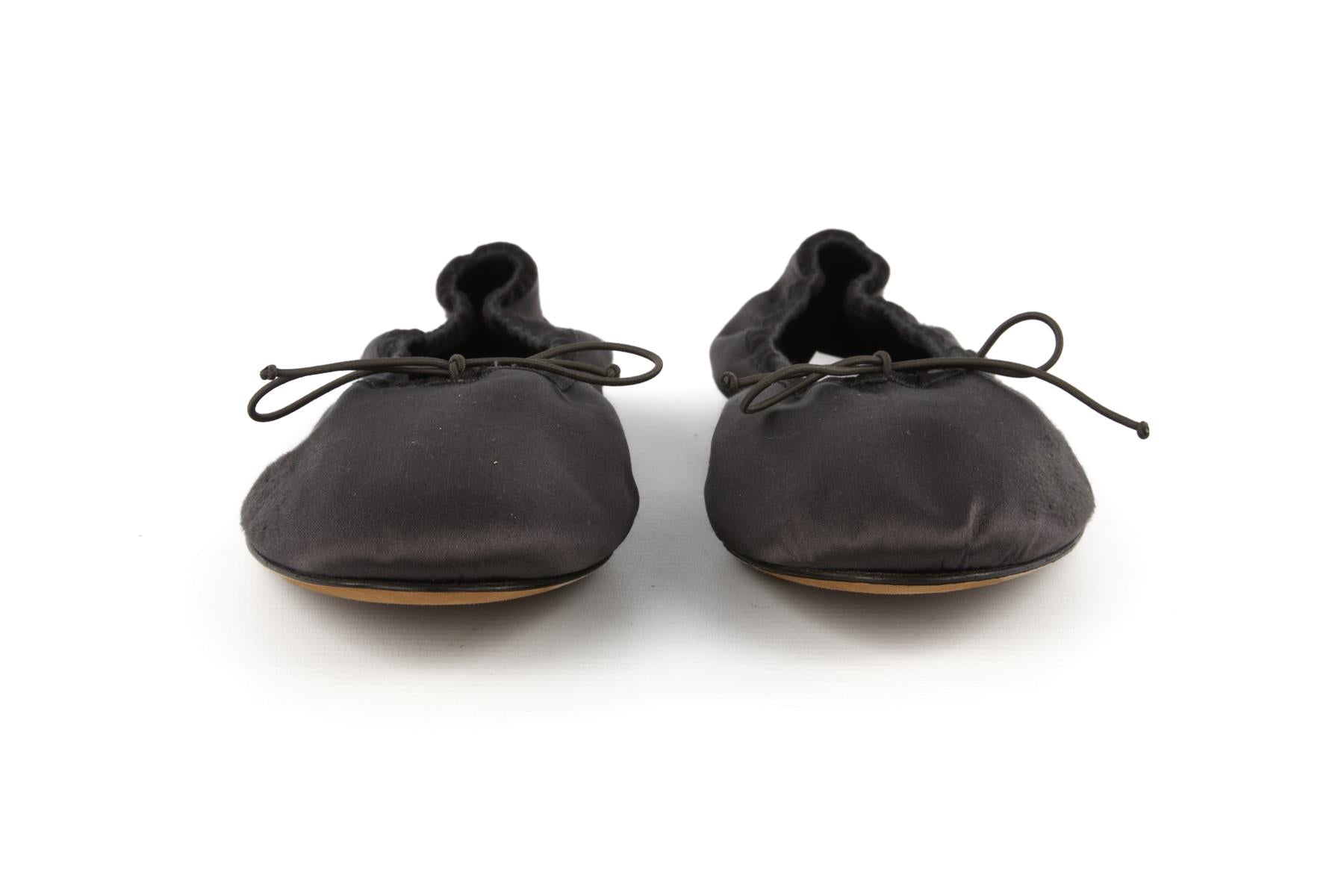 THE ROW BLACK AWAR SATIN BALLET FLATS EU 38 UK 5 US 8