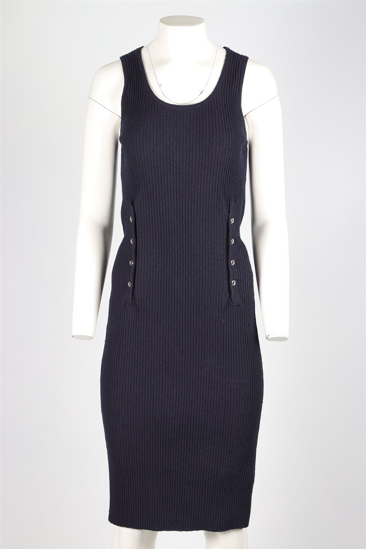 BOTTEGA VENETA BLUE KNIT MIDI DRESS LARGE