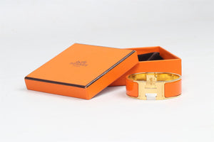 HERMÈS ORANGE 2010 CLIC CLAC H 20 MM ENAMEL BRACELET 16 CM