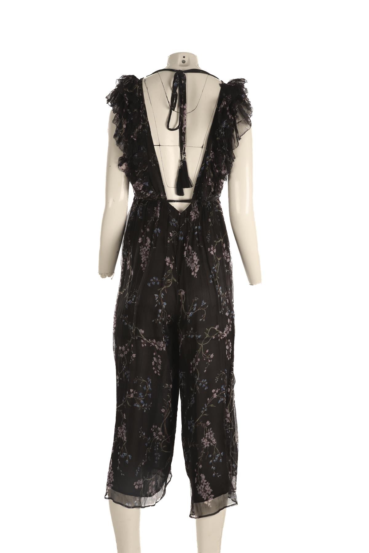 ZIMMERMANN BLACK SILK JUMPSUIT UK 8