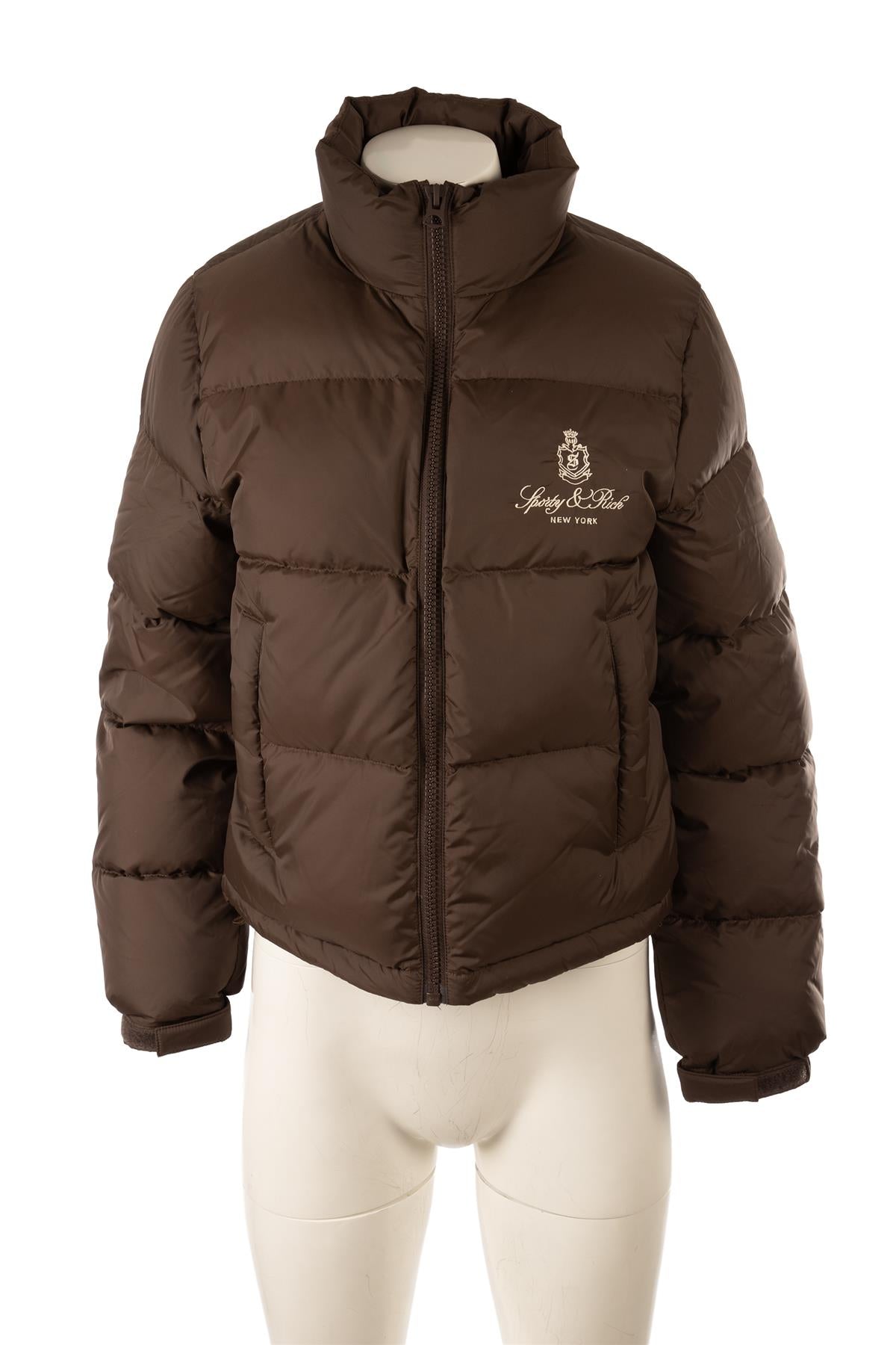SPORTY & RICH BROWN PADDED DOWN JACKET SMALL