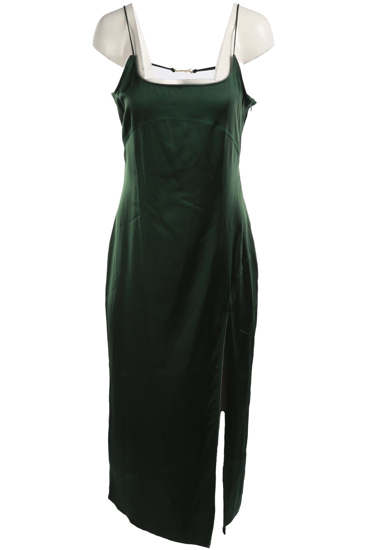 JACQUEMUS GREEN SATIN MAXI DRESS FR 38 UK 10