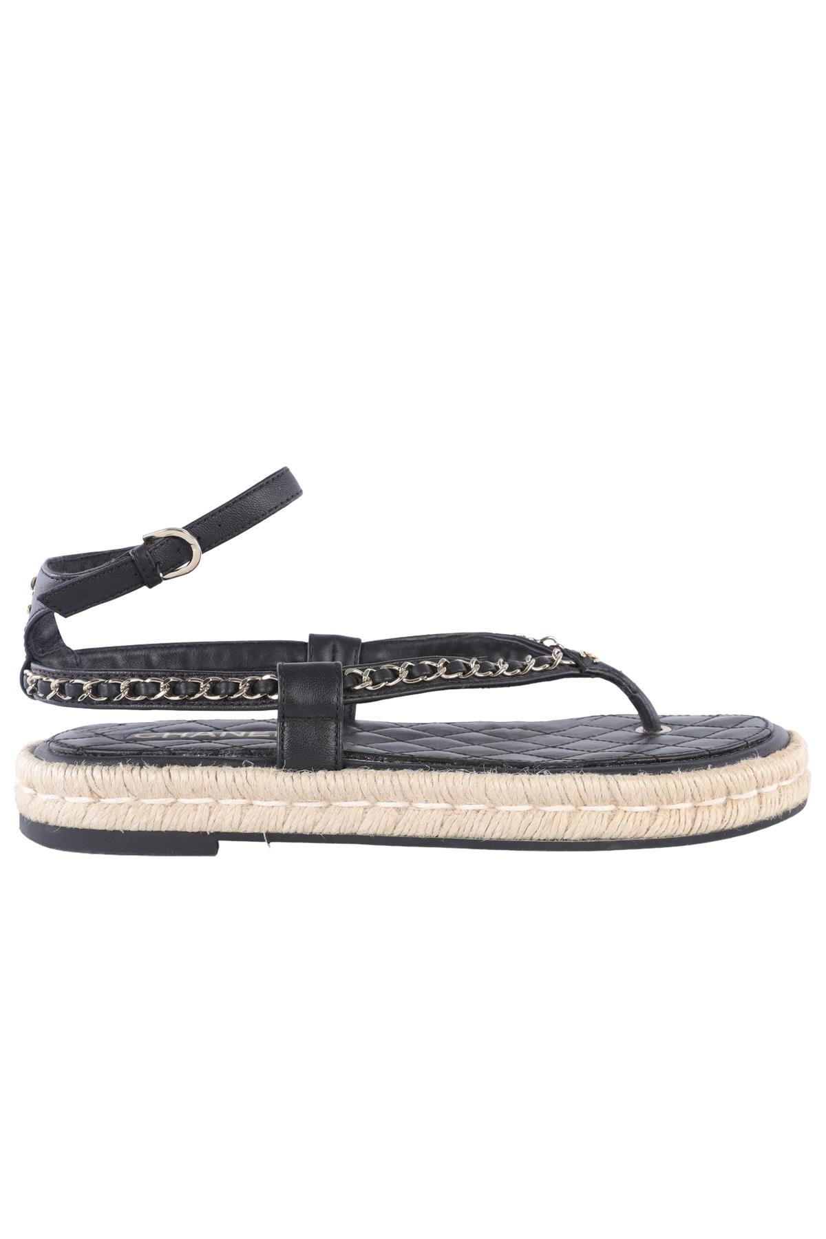 CHANEL BLACK 2021 LEATHER SANDALS EU 40 UK 7