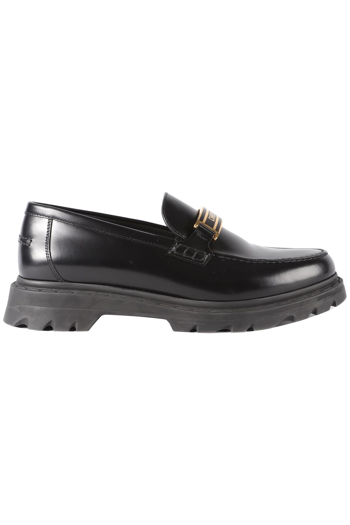 CHRISTIAN DIOR BLACK CODE LEATHER LOAFERS EU 38.5 UK 5.5 US 8.5