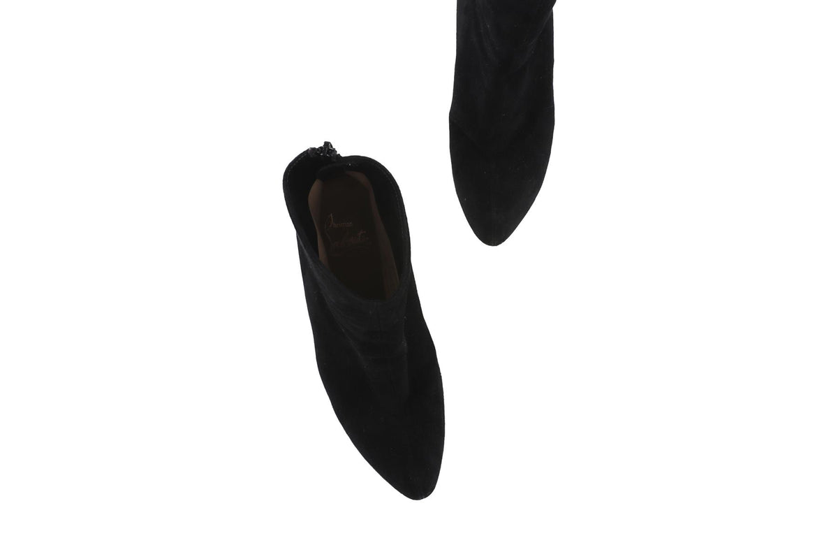 BLACK SUEDE PLATFORM ANKLE BOOTS