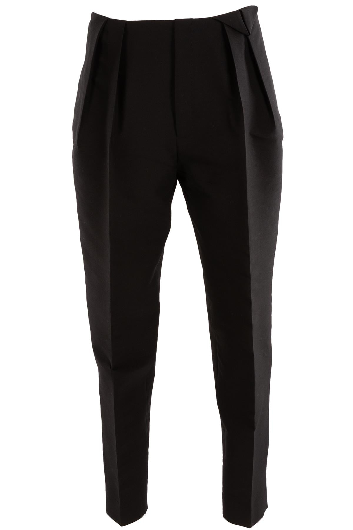 BOTTEGA VENETA BLACK WOOL TAPERED PANTS IT 42 UK 10