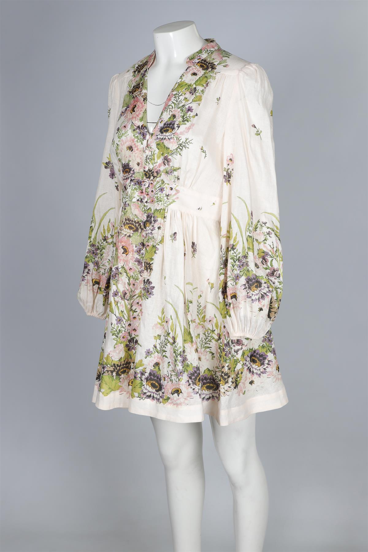 ZIMMERMANN WHITE LINEN MINI DRESS UK 14
