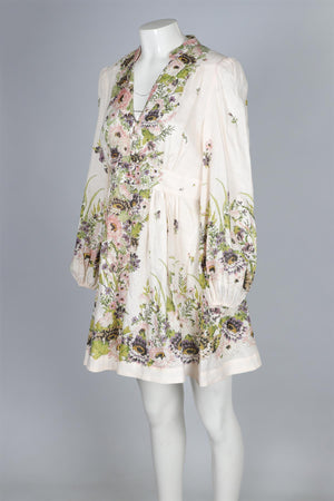 ZIMMERMANN WHITE LINEN MINI DRESS UK 14