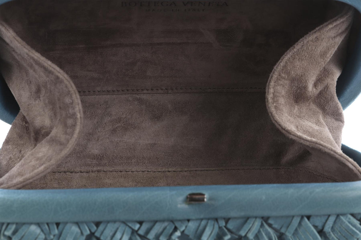 BOTTEGA VENETA BLUE KNOT LEATHER CLUTCH