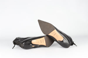 CHRISTIAN DIOR BLACK VINTAGE LEATHER ANKLE BOOTS EU 37 UK 4 US 7